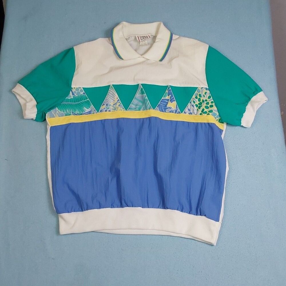 Vintage 80’s CRICKET LANE Shirt Women's Top USA Multicolor SIZE 20